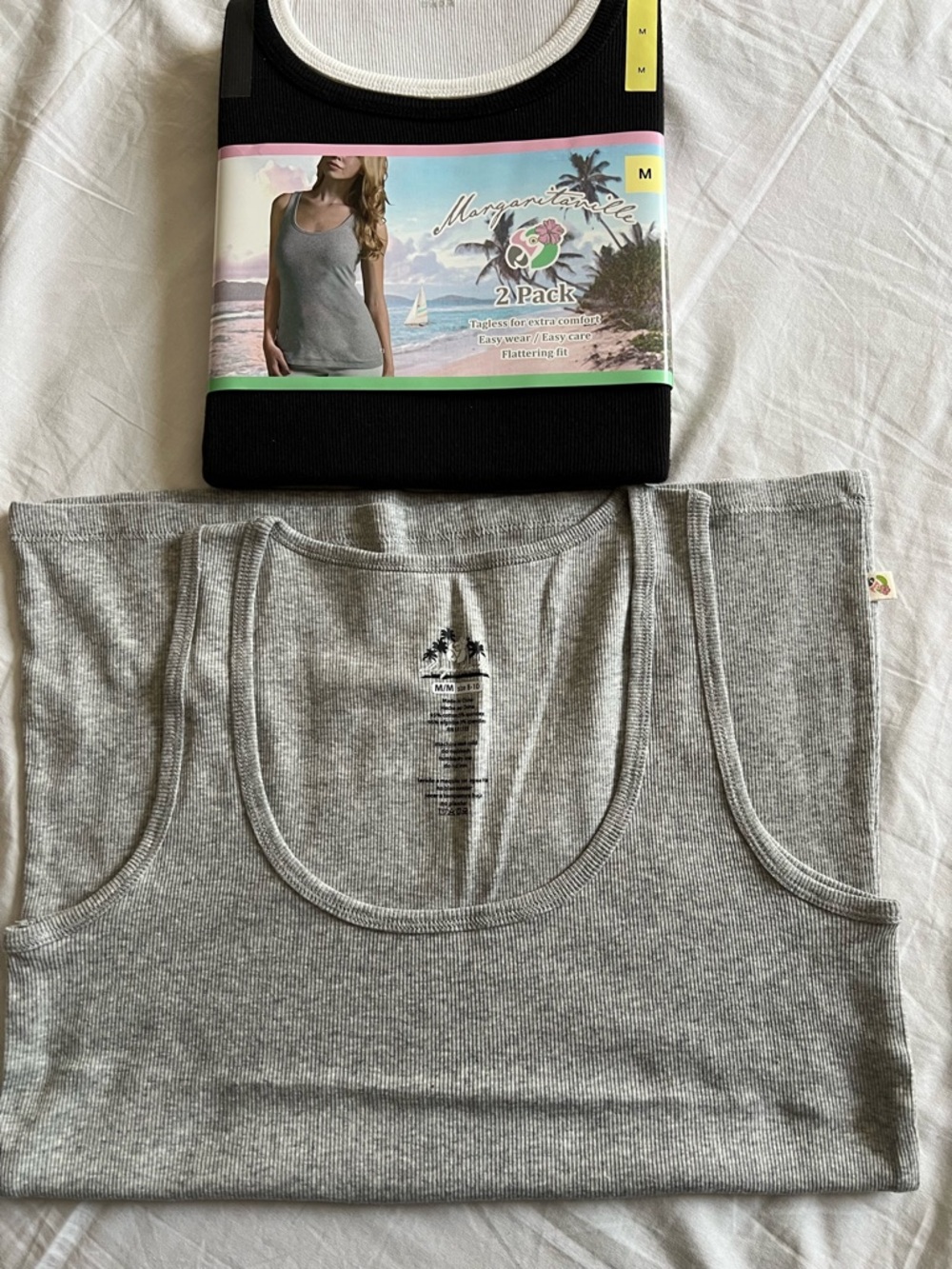 Margaritaville Women’s NWT Grey ,Black ,white 3 Ribbed Tank Top